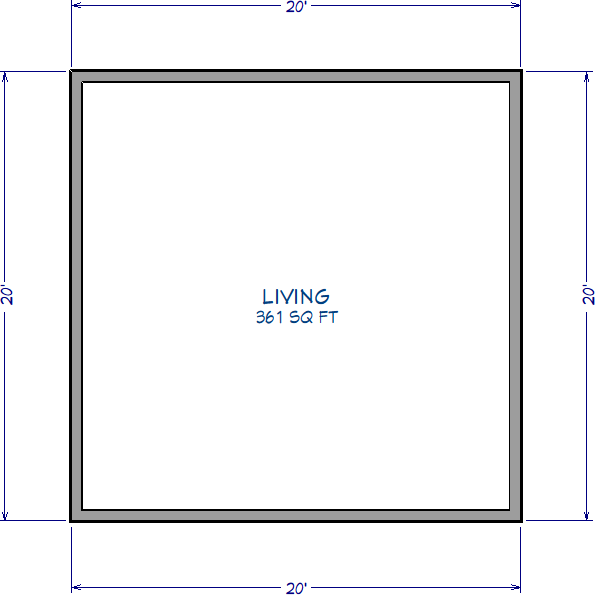 Room Label showing Living - 361 square feet