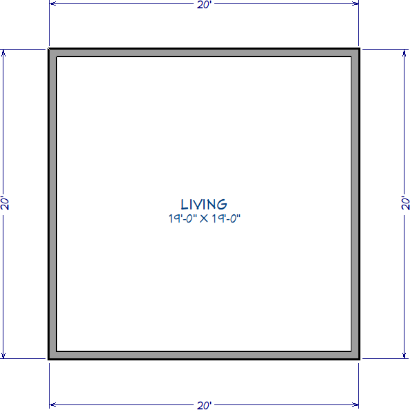 Room Label showing Living - 19 feet by 19 feet