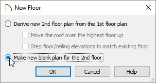 Choose the Make new blank plan for the 2nd floor option in the New Floor dialog