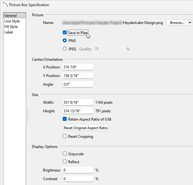 Open the PDF Box Specification and check the box for Save in Plan