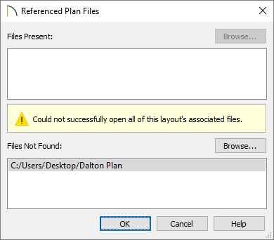 Referenced Plan Files dialog in Chief Architect.