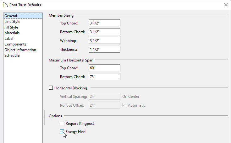 Check the Energy Heel box in the Roof Truss Defaults dialog