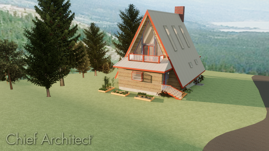 A-Frame house with angled windows