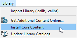 Install Core Content using the Library menu
