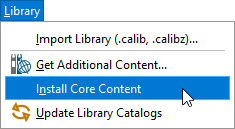 Install Core Content using the Library menu