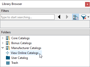 Click on the View Online Catalogs option to see a list of additional catalogs