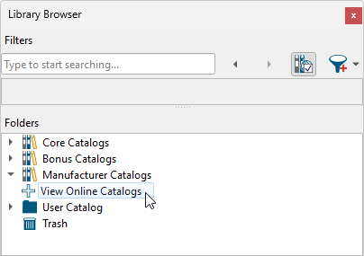 Click on the View Online Catalogs option to see a list of additional catalogs