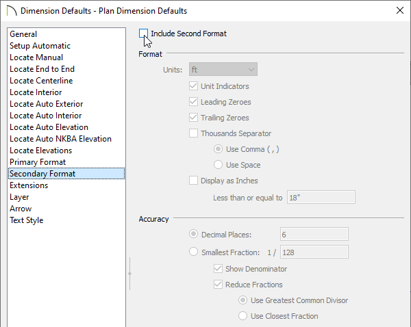 Secondary Format panel of the Dimension Defaults dialog