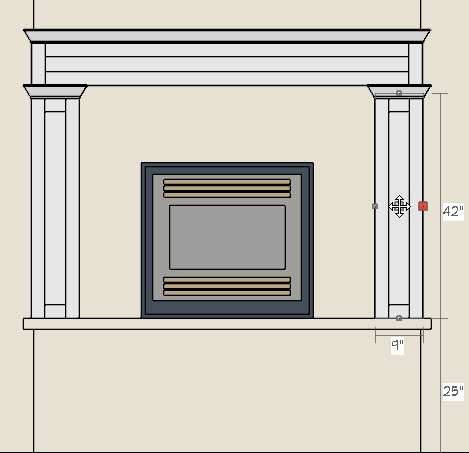 Placing mantel with columns