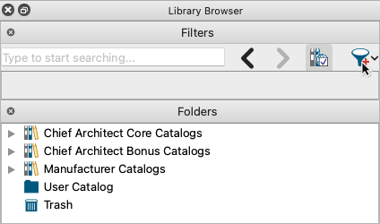 Selecting the Advanced Search button in the Library Browser