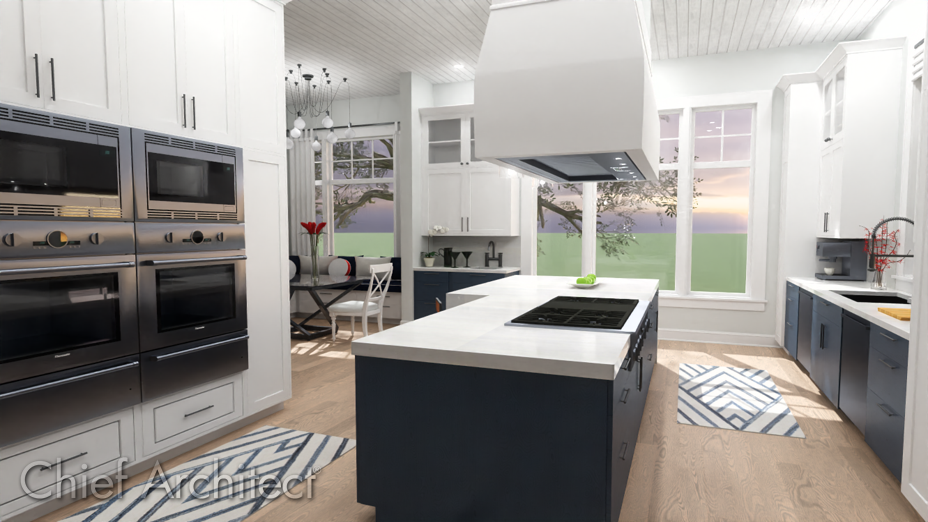 Kitchen with stacked appliances