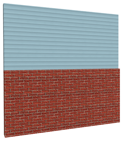 Pony wall with siding on the top and brick on the bottom