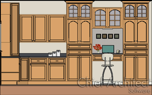 orthographic vector image of interior kitchen cabinets