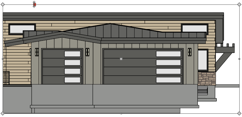 Elevation with the clip lines selected and being modified with the edit handles