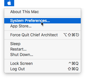 Apple menu Opening system preferences
