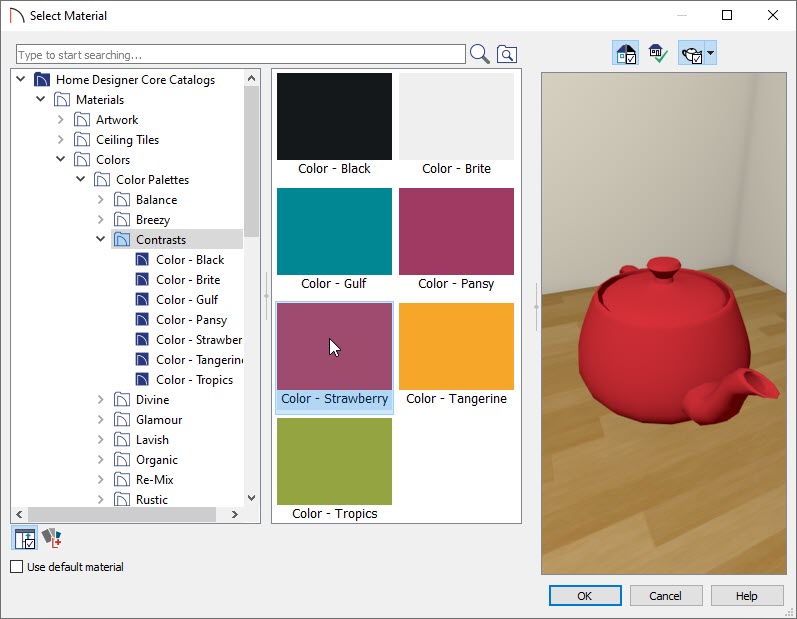 Choose the material or color you want to apply on the wall.