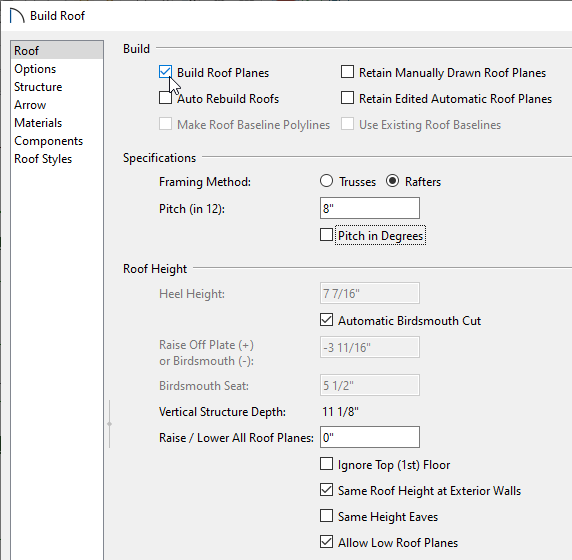 Check "Build Roof Planes" in the Build Roof Dialog in Home Designer Pro