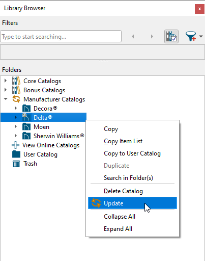 Updating a catalog that has new content available