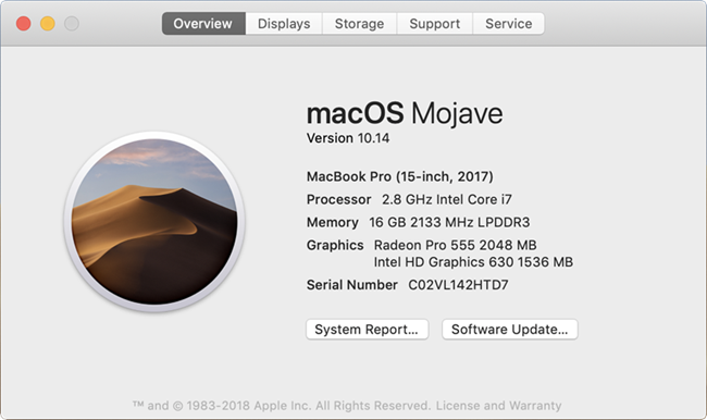 About This Mac dialog showing Software Update button