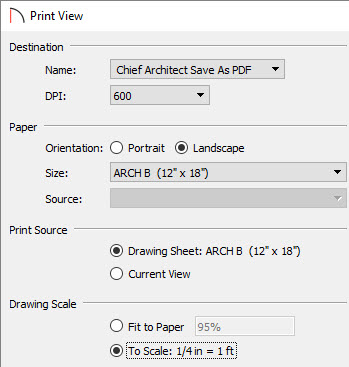 Select the To Scale option under Drawing Scale in the Print View dialog