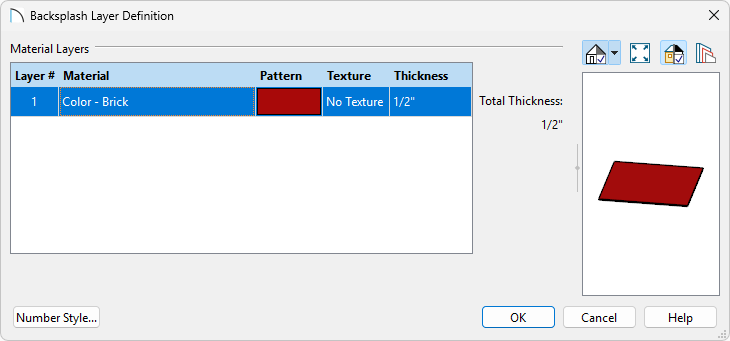 In your Backsplash Layer Definition, apply the color/material you'd like to use for this tile.