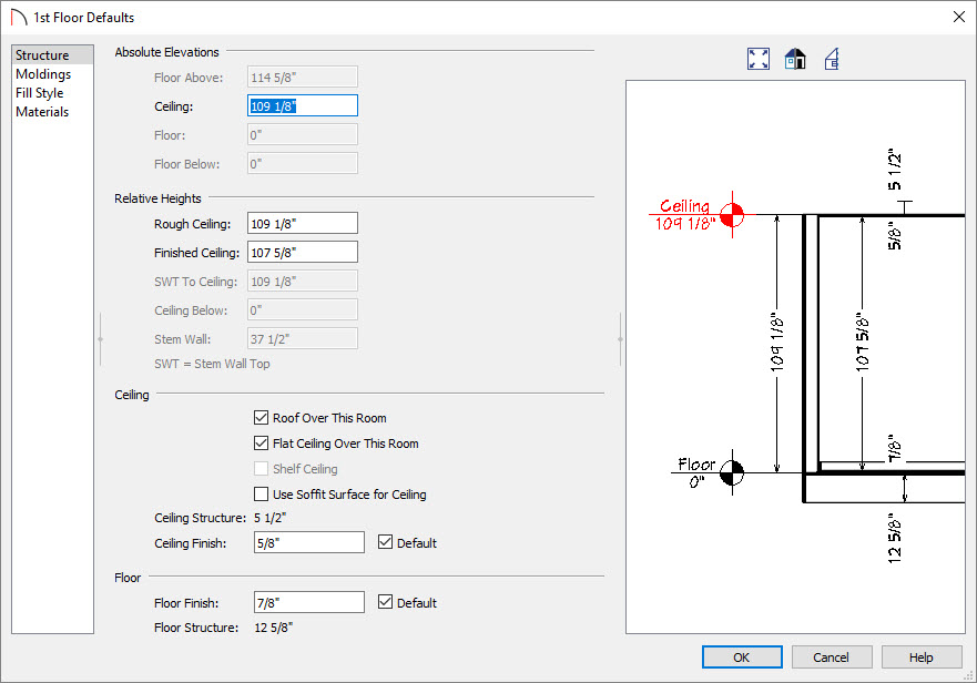 Setting First Floor Default Heights