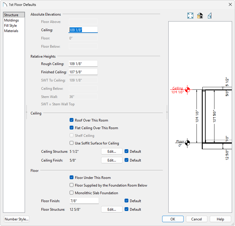 Setting First Floor Default Heights