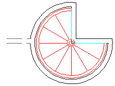 curved railing resized around spiral stairs