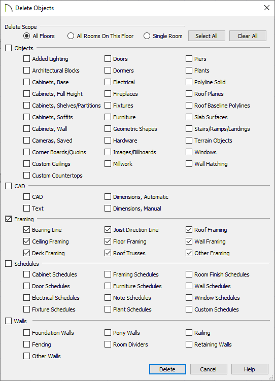 Delete Objects dialog