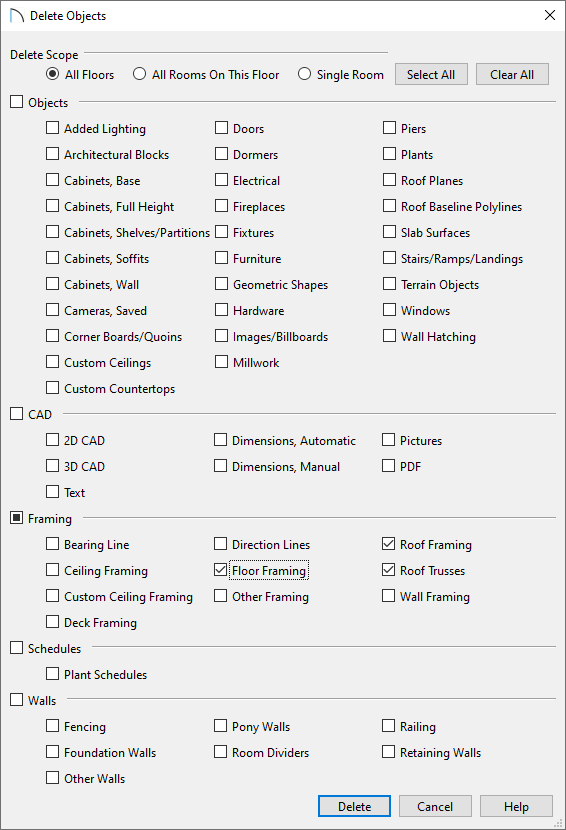 Delete Objects dialog
