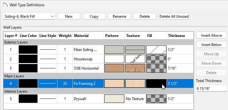 Wall Type Definitions Dialog Box