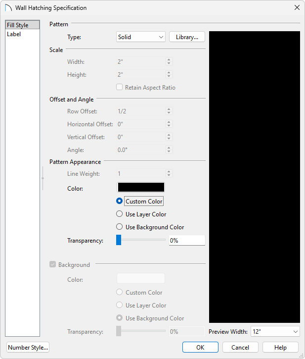 Wall Hatch Specification Dialog Box
