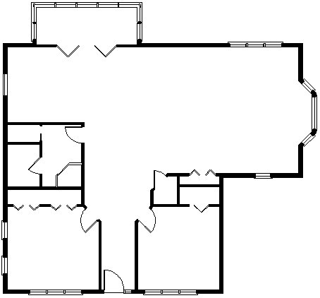 Floor plan view with black walls