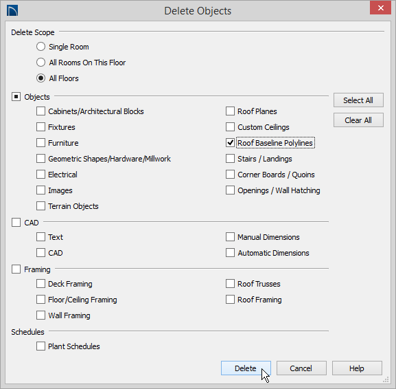 Removing the Roof Pitch Indicators from Perimeter Walls