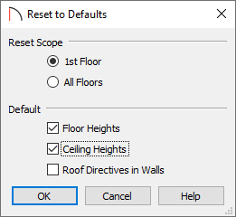 Resete to Defaults dialog