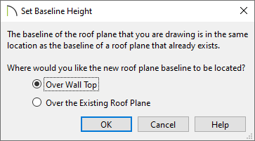 Set Baseline Height dialog box set to Over wall top.