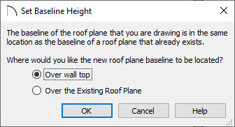 Set Baseline Height dialog box set to Over wall top.