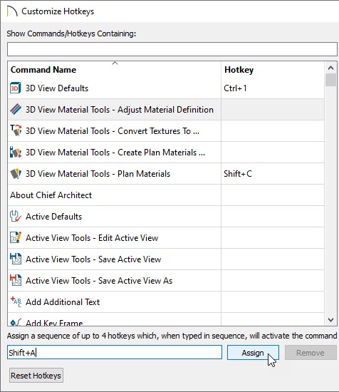 Set a hotkey combination or sequence for any command