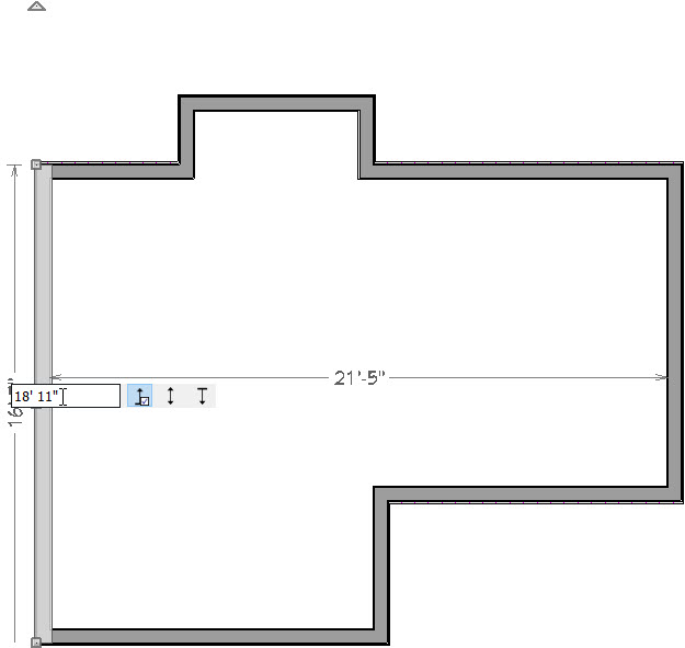 Changing the wall length through temporary dimensions