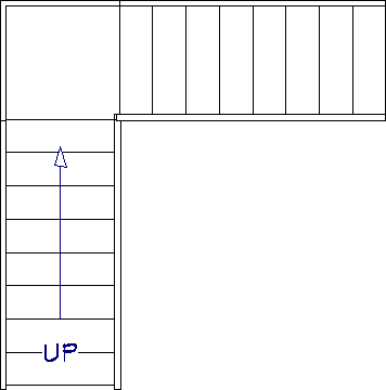 L-shaped staircase placed into a plan