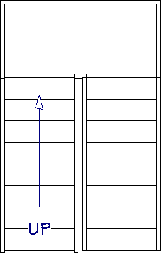 U-shaped staircase placed into a plan