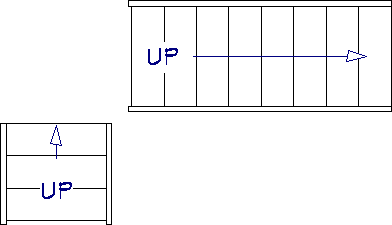 Two sets of stairs drawn perpendicular to each other