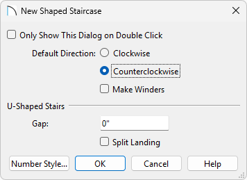 New Shaped Staircase dialog