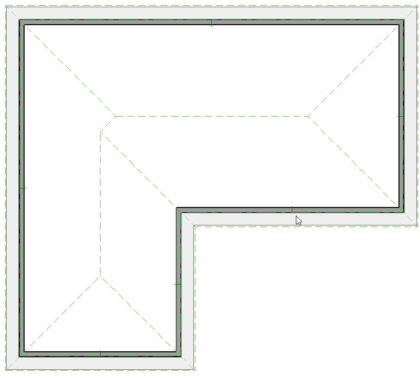 Select on the exterior of a perimeter wall to select the Exterior Room.