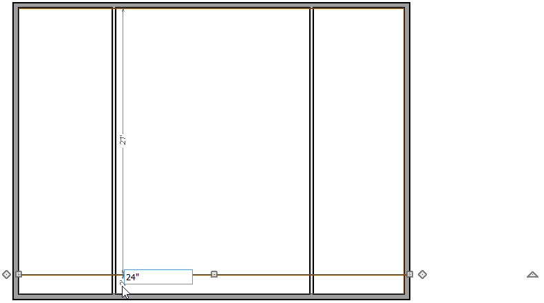 Move molding line Temporary Dimension used to move molding line 24 inches from bottom wall