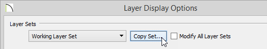 Layer Display Options Layer Display Options dialog showing Copy Set button selected