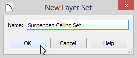 New Layer Set Suspended Ceiling Set entered for Name of New Layer Set