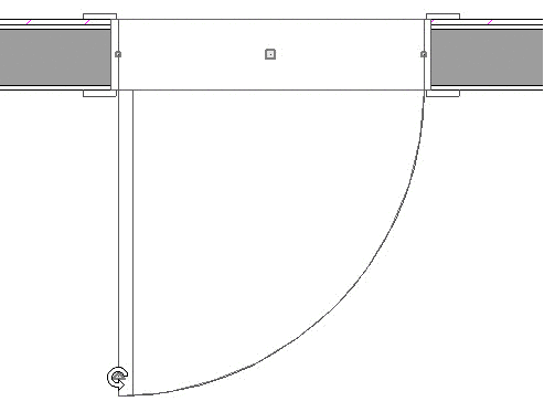 Using the triangular edit handle to change the hinge side of the door