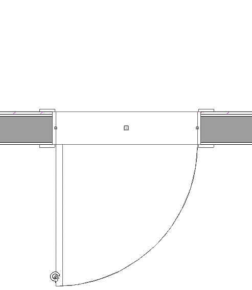 Using the triangular edit handle to change the swing side of the door