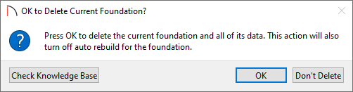 Message that appears when deleting the foundation